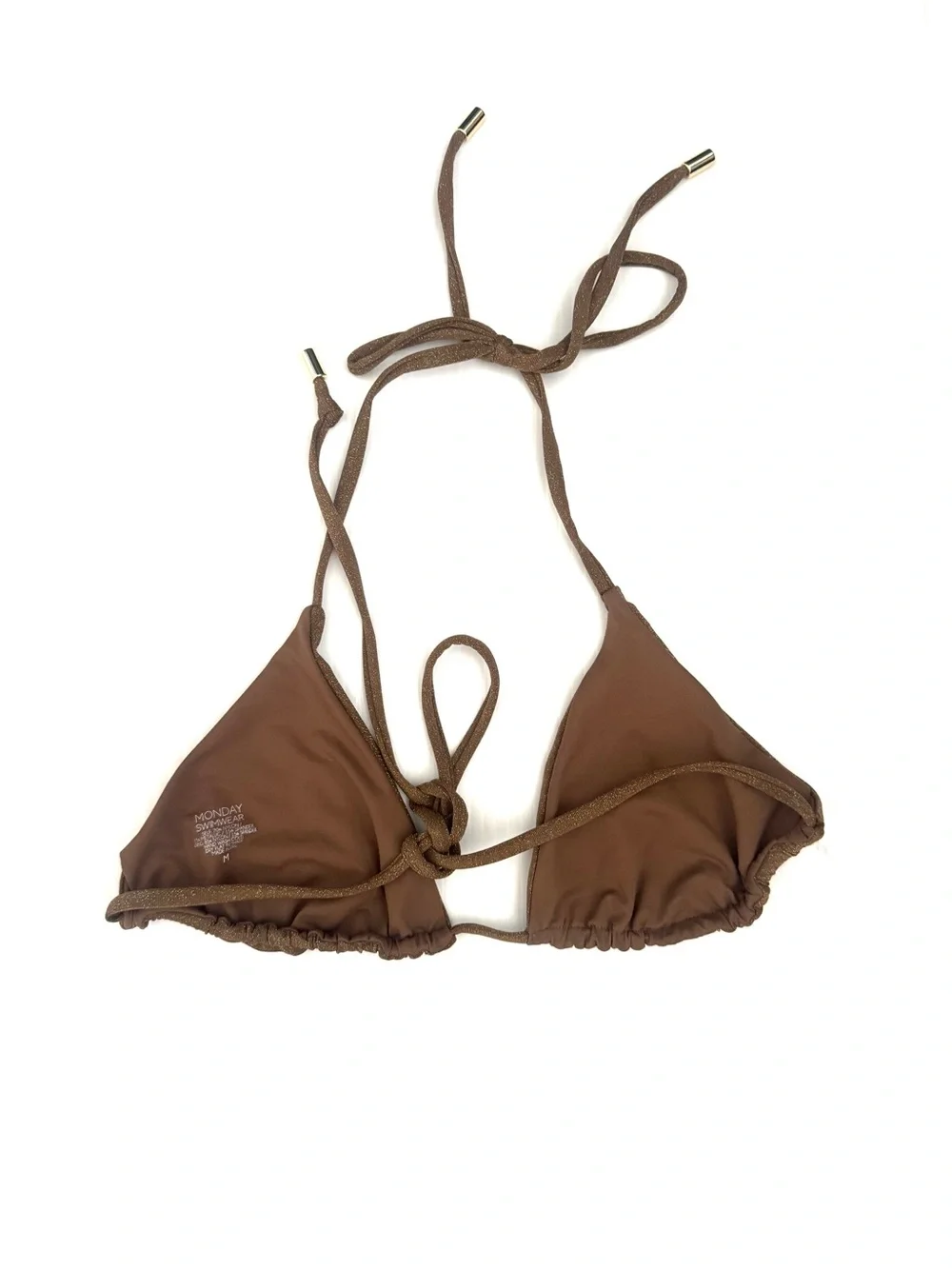 MONDAY Swimwear Shimmery Metallic Bronze Two Piece Bikini Set Size S/M